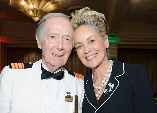 Bernie Koppell and Sharon Stone at a Motion Picture Mothers luncheon