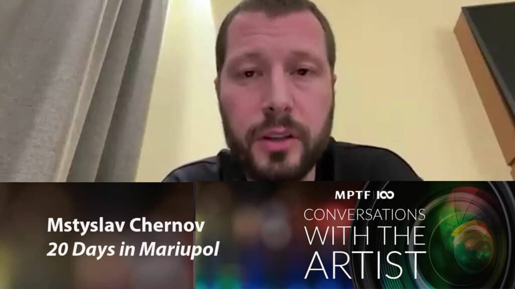 A man with a camera and the words'conversations with the artist 20 days in moscow.